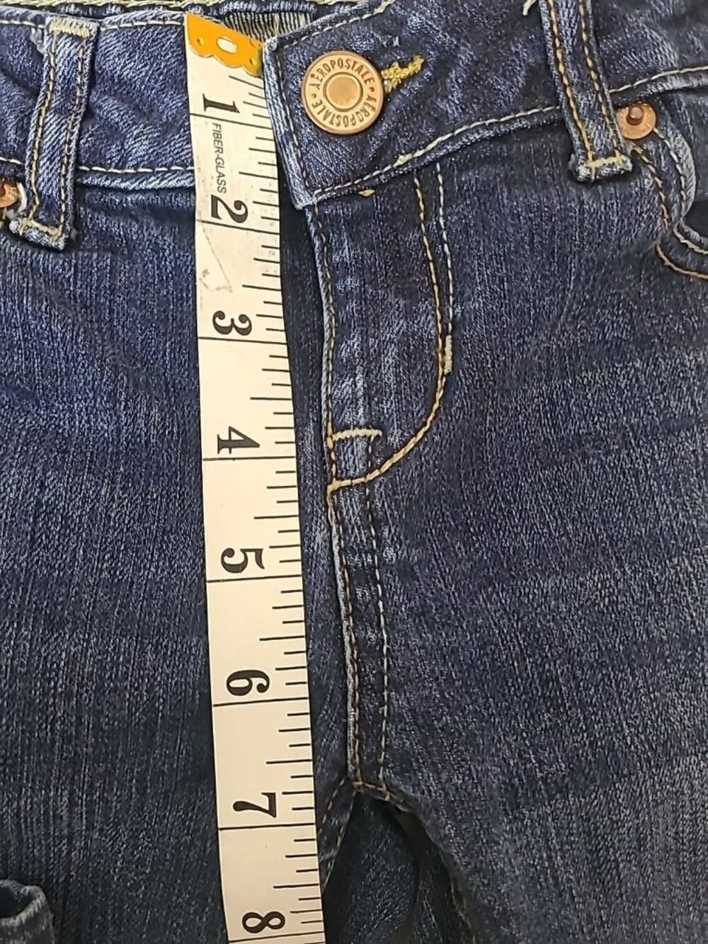 Aeropostale Bayla Skinny Jeans 1/2 Short Blue Mid Rise Medium Dark Wash - Picture 5 of 9